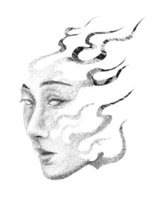 Dessin d'un tatouage représentant un visage de femme