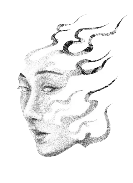 Dessin d'un tatouage représentant un visage de femme