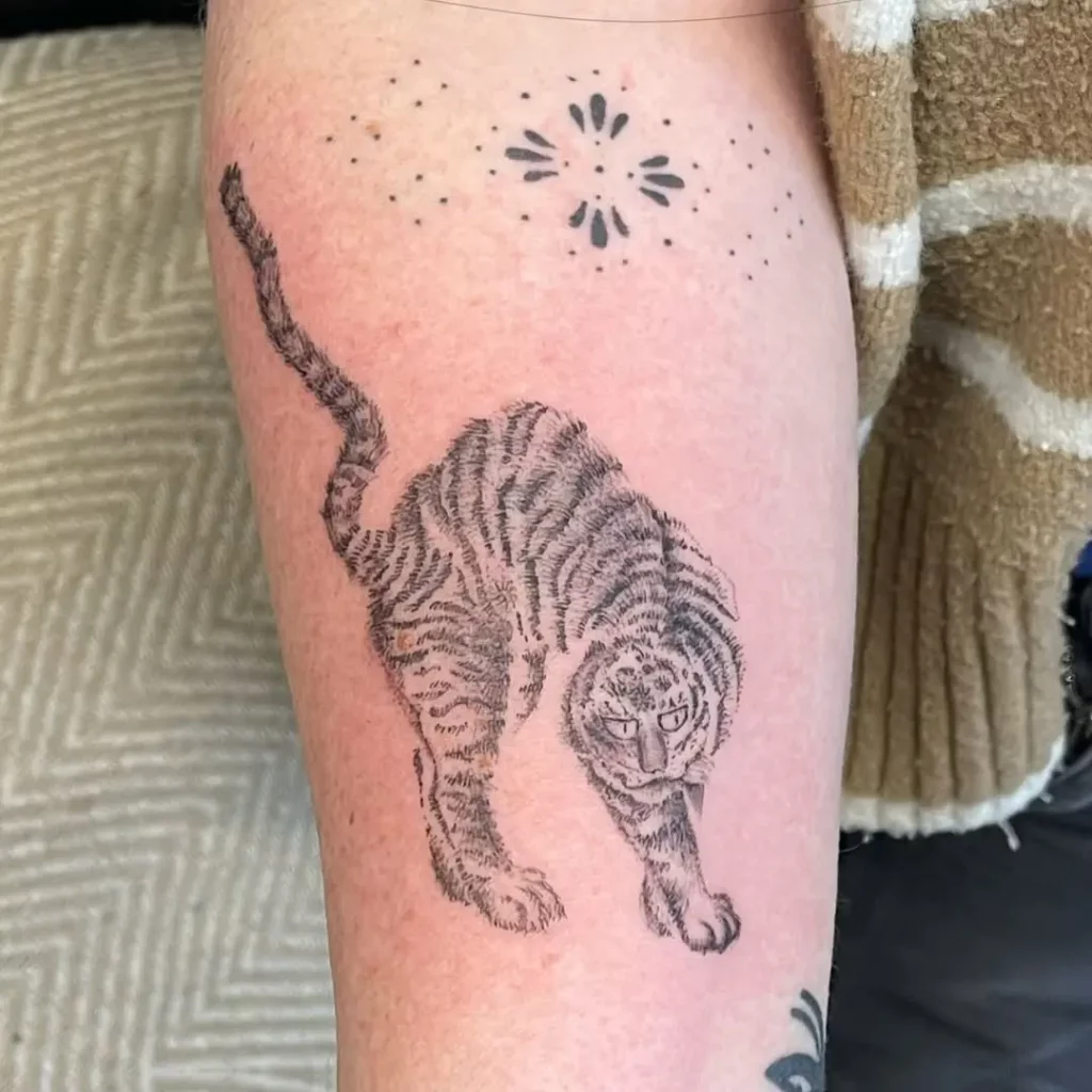Photo d'un tatouage de tigre coréen