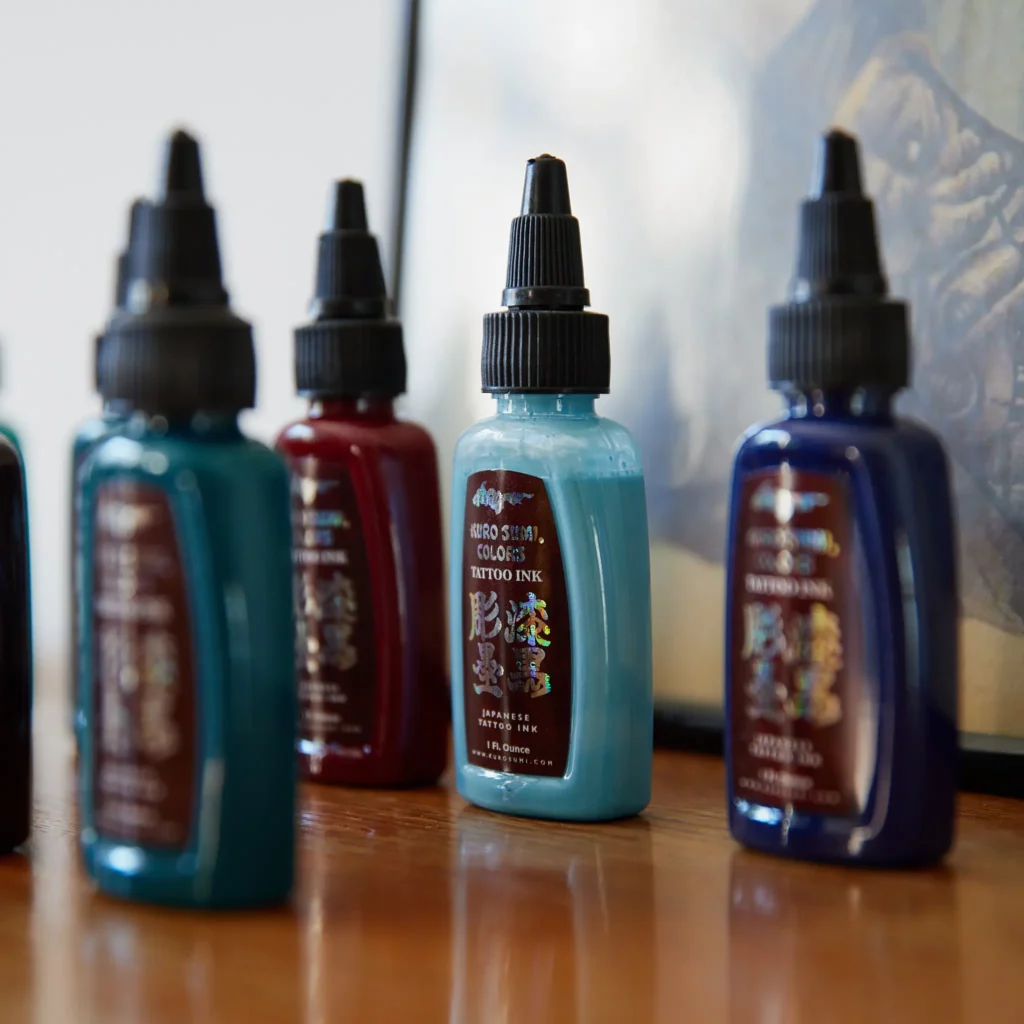 Photo de bouteilles d'encres pour tatouage