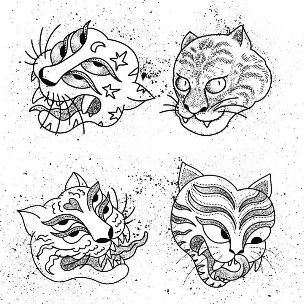 Dessins de tigres pour des flashs destinés à la braderie de Lille
