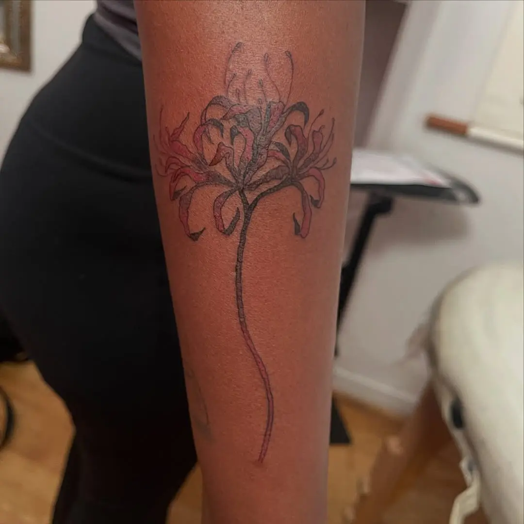 Photo d'un tatouage de lycoris rouge