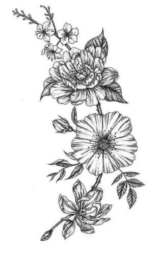 Dessin de fleurs pour tatouage