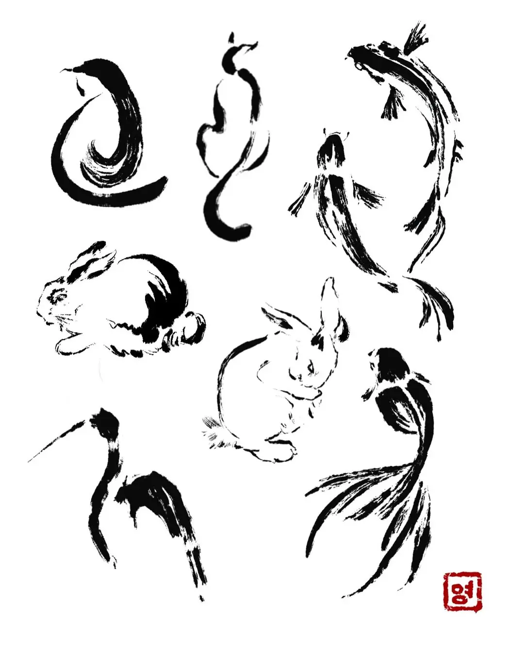 Planche de dessins d'animaux pour flashs