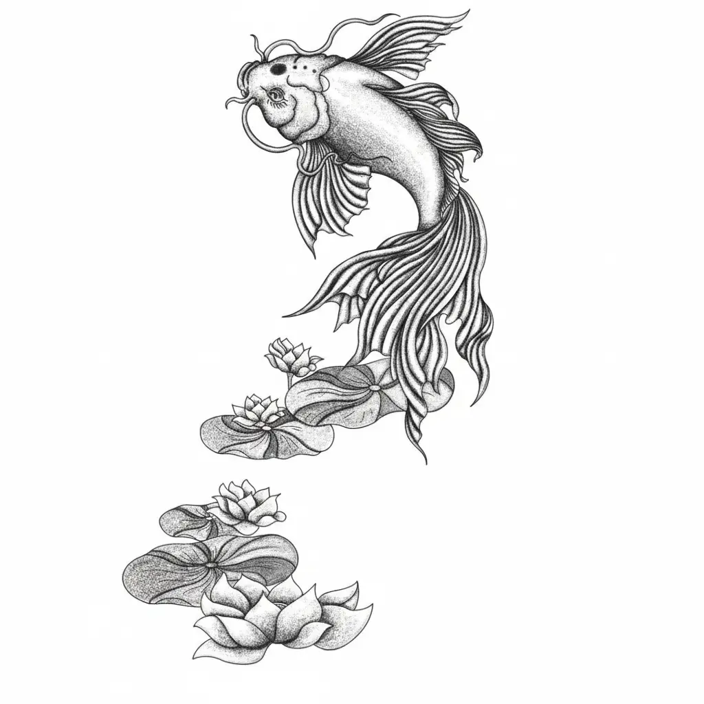 Dessin d'une carpe koï