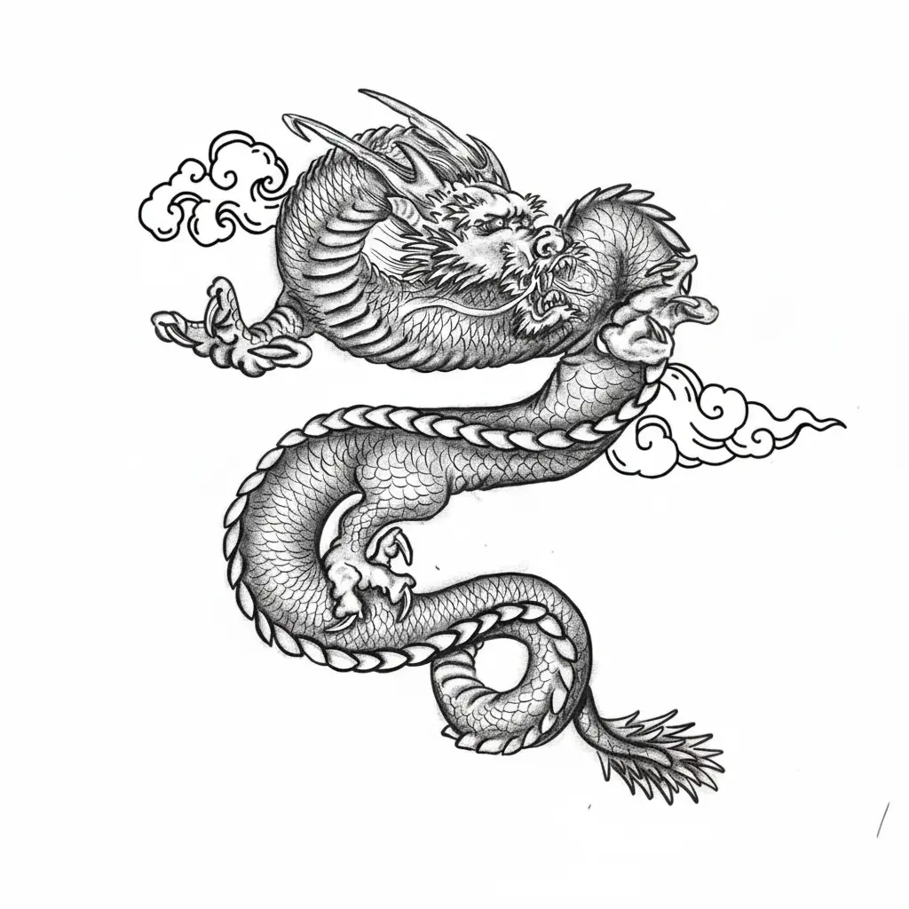 Dessin d'un dragon japonais