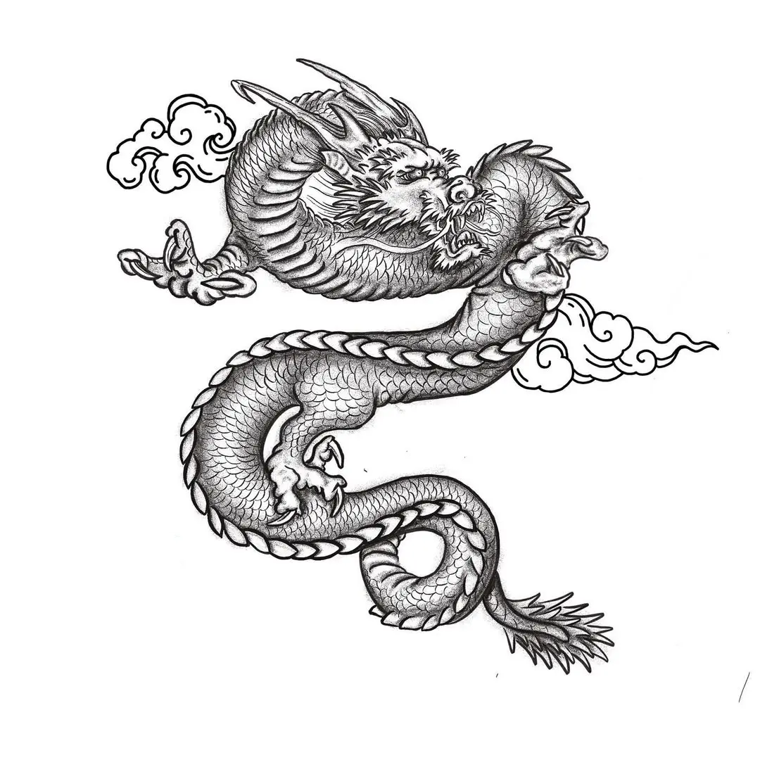 Dessin de dragon pour un tatouage de dos complet
