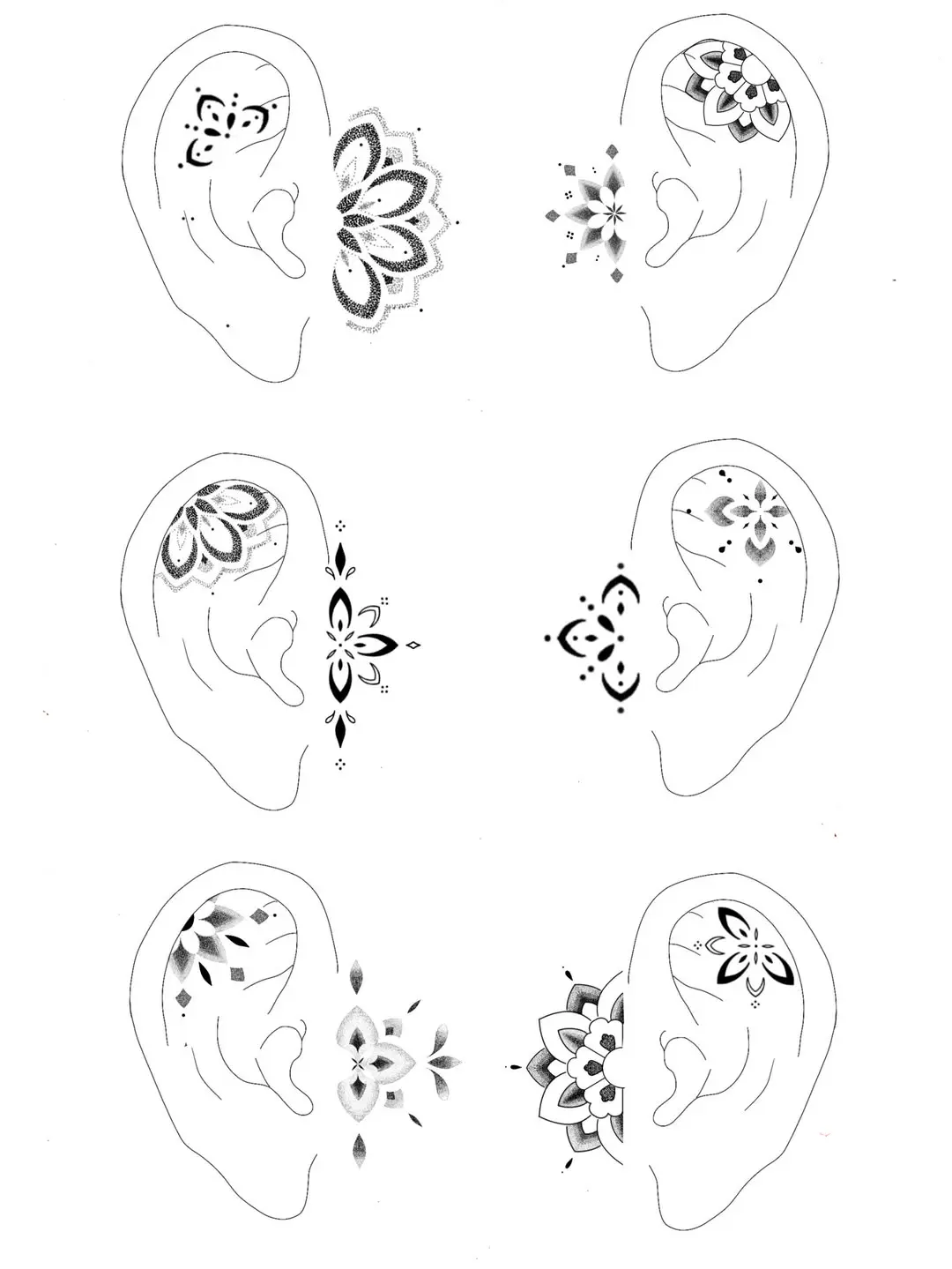 Dessins pour tatouages d'oreilles