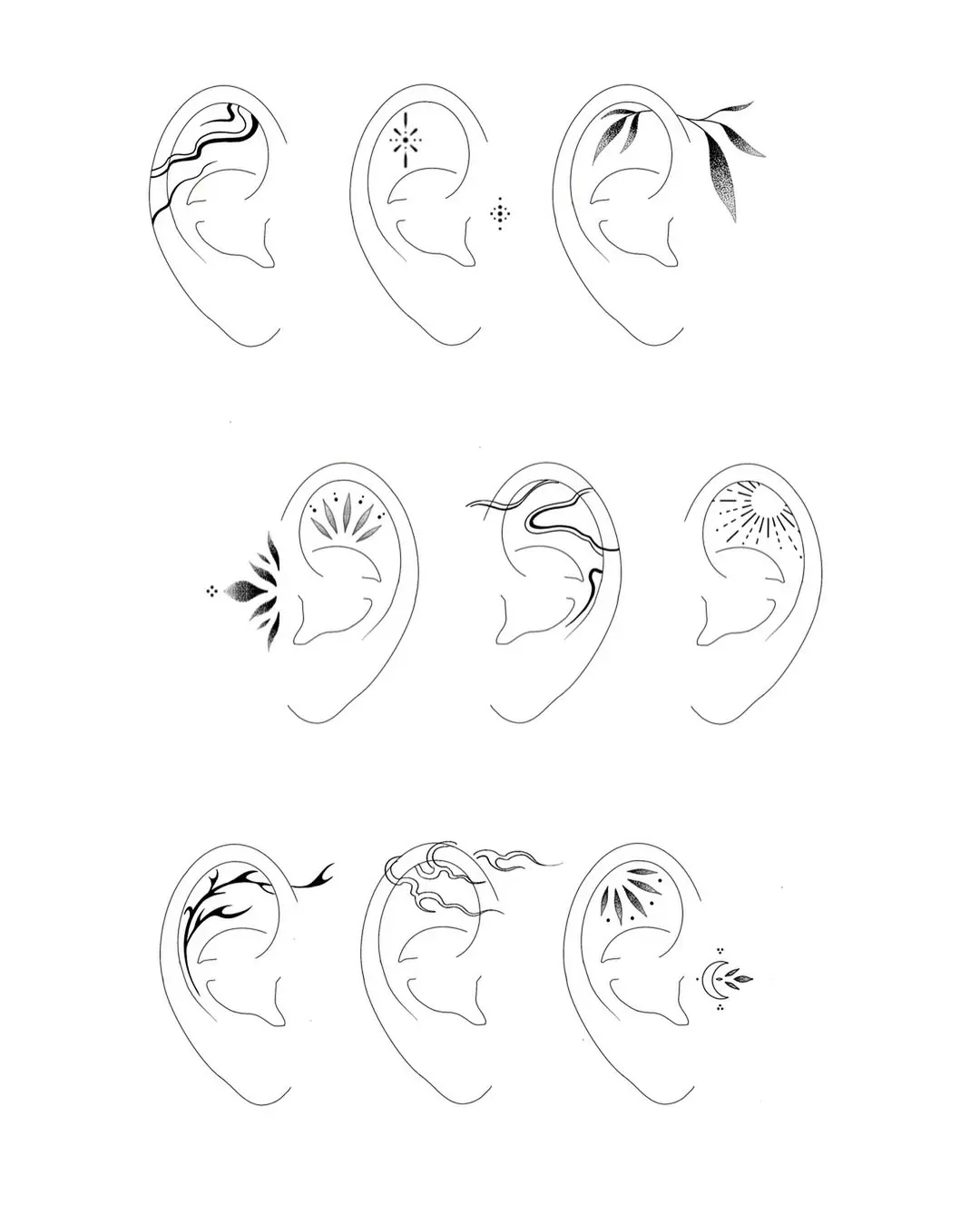 Dessins pour tatouages d'oreilles