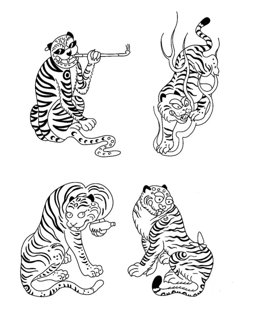 Dessins de tigres pour tatouages