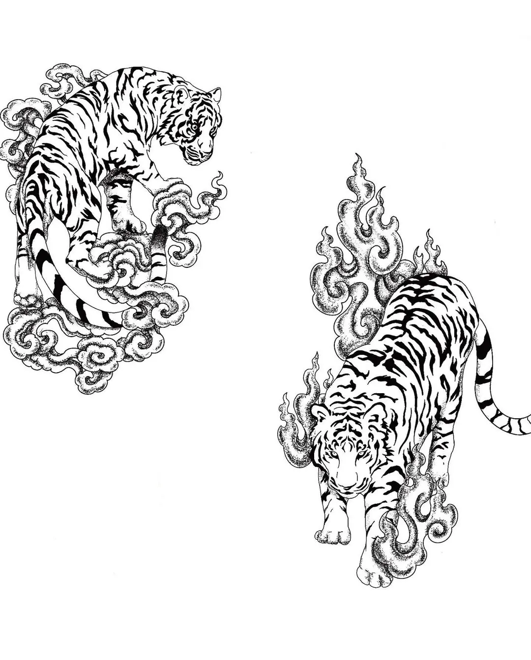 Flashs de tigres pour tatouages