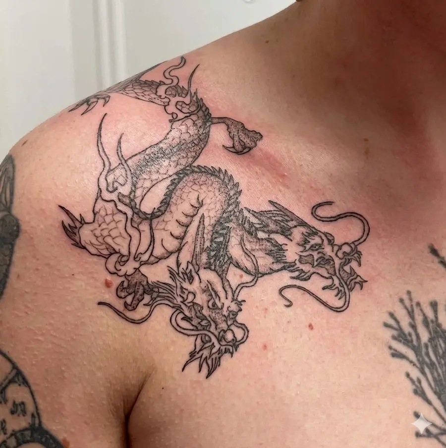 Photo d'un tatouage de dragon sur l'épaule
