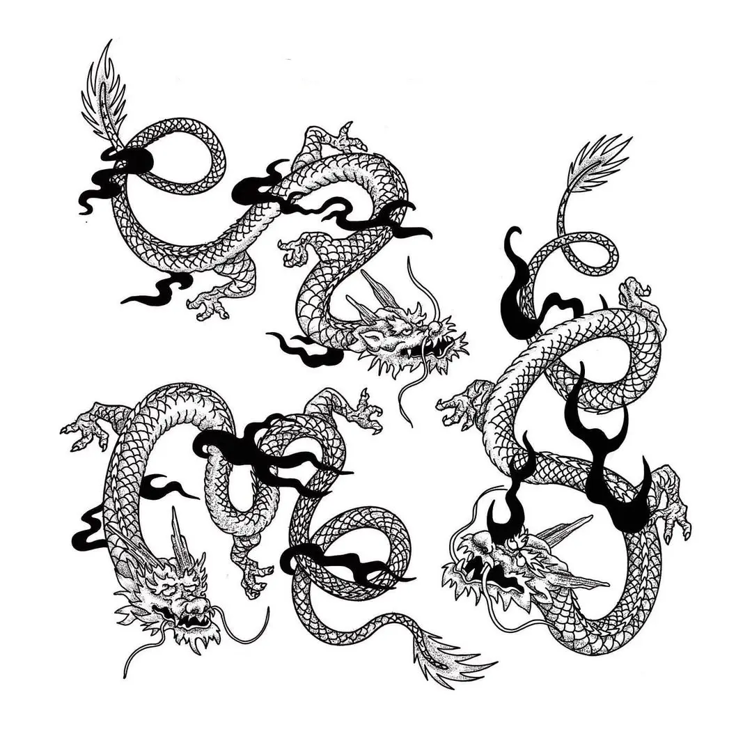 Flashs de dragons entourés de nuages