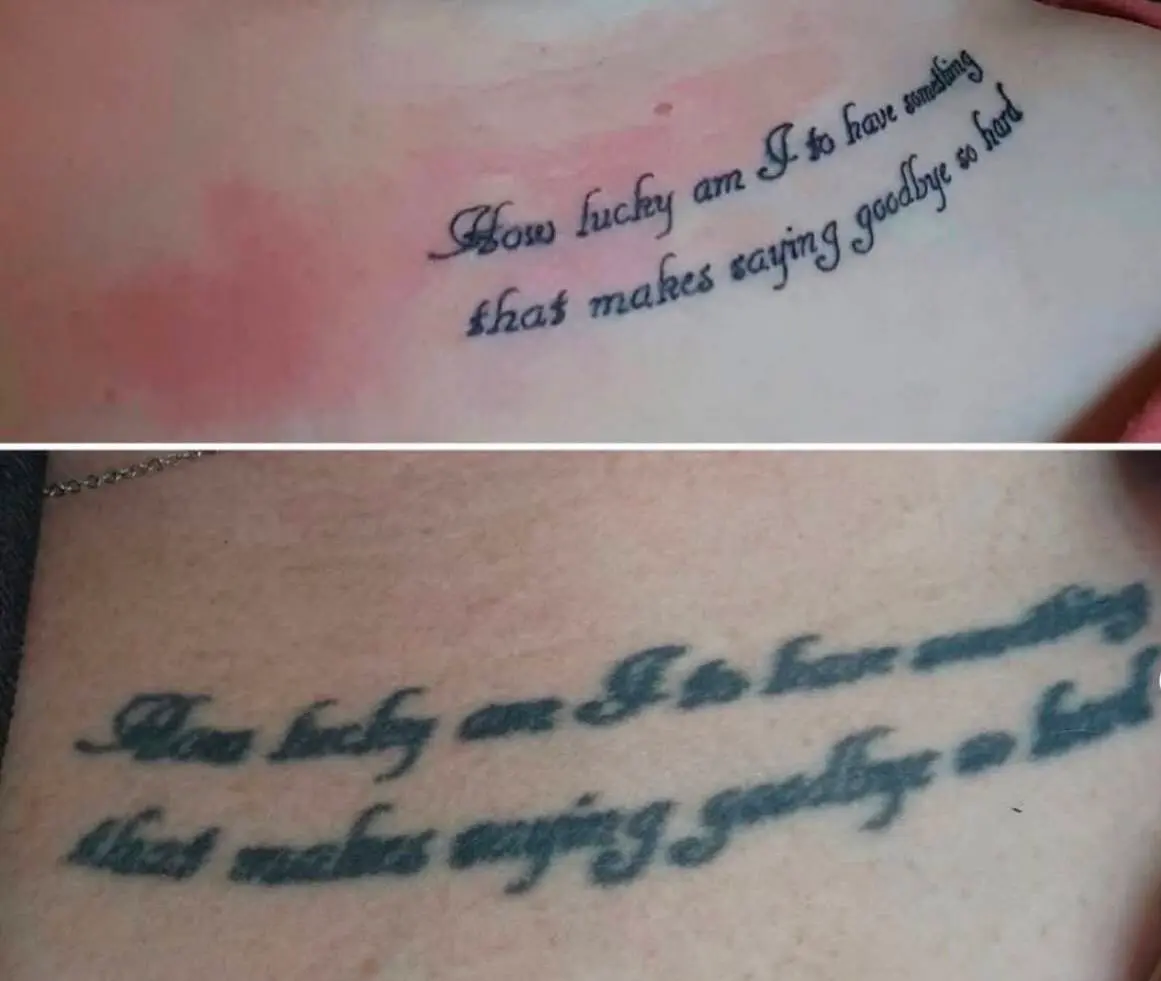 Exemple d'un tatouage qui a mal vieilli avec le temps